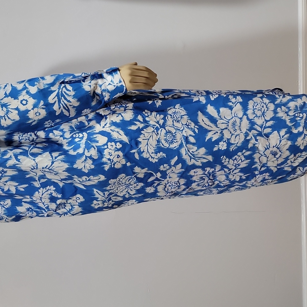 Zara floral Blue print shirt dress Size M NEW - Picture 9 of 11